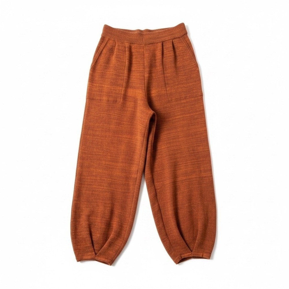 Free People Beach Freya Knit barrel Pants M Rust‎ Orange Pleated Lantern Boho